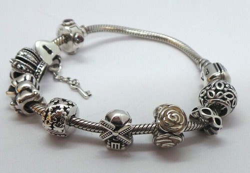 AUTHENTIC SILVER PANDORA CHARM BRACELET W/ 9 CHARMS 7" LONG G121335 41.18 grams - Picture 7 of 7