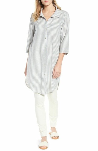 eileen fisher striped linen top