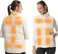 Cream Heated Bodywarmer Vest Gilet 3 Levels 15 Zones USB Men Women
