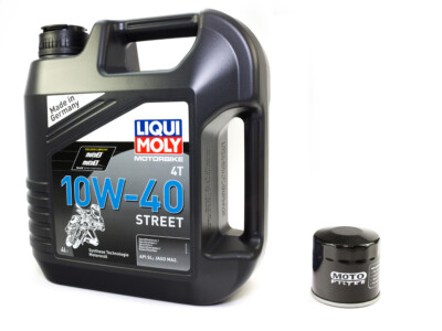 Motoröl Set Street Ölfilter SM134 10W40 4 Liter für Honda Kawasaki Suzuki Triump