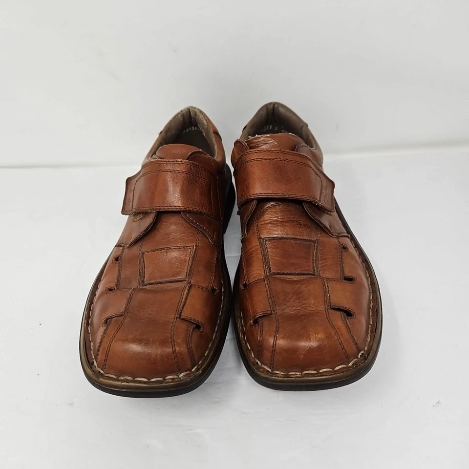 Sandalias Rieker Fisherman Hombre Talla 8.5US Anchas Cuero Marrón Gancho y Lazo Comodidad Foto 3 de 4
