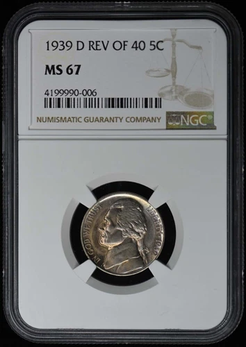 1939-D REV OF 40 Jefferson Nickel 5C NGC MS67