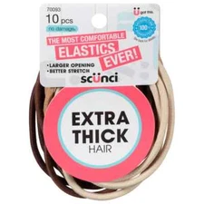 Scunci Elastics Browns Tans 10 Pieces Extra Thick Hair Larger Opening #70093