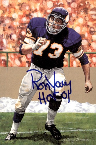 Ron Yary HOF Autographed/Inscribed Goal Line Art GLAC Postcard Vikings JSA