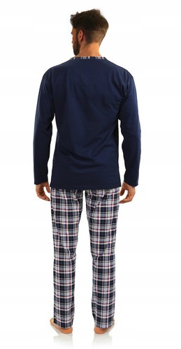Herren Schlafanzug Sesto Pyjama 100% Baumwolle Langarm + Pyjamahose Nachtanzug - Bild 61 von 93