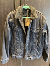 Lucky Brand Black Denim Fleece Jacket Size Large L Brand New With Tags