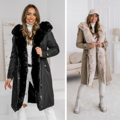 Winterjacke Parka Wärmejacke Winter Classic Kapuze Casual Damen BOLF Unifarben
