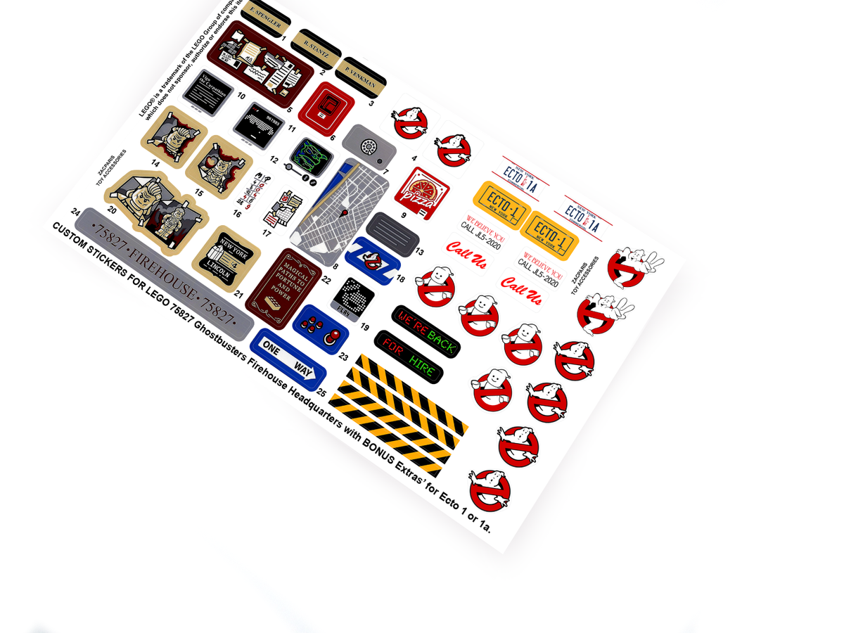 荷物タグ CUSTOM STICKERS for Set 75827 Firehouse Headquarters Ghostbusters