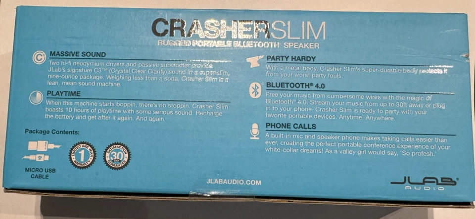 JLAB Crasher Slim Rugged Metal Portable Bluetooth Speaker - Black - Image 2 of 2