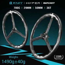 Carbon Road bike Wheelset Tri-spoke Tubeless Clincher 29mm Width Bicycle Part 