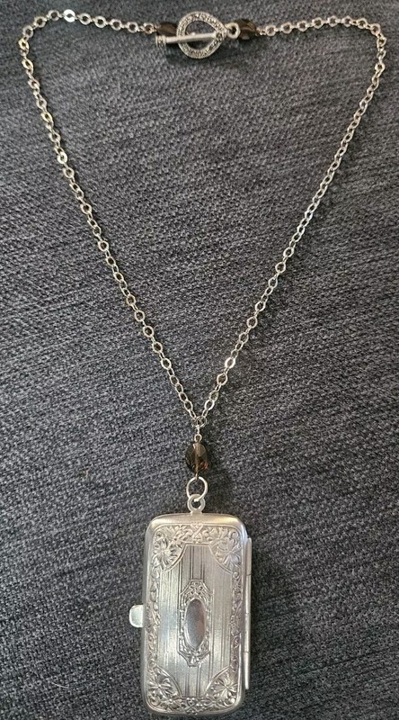 Clasp Coin Purse: GERMAN SILVER/925 C.M.C.-Stamped; Marcasite-Amethyst Necklace