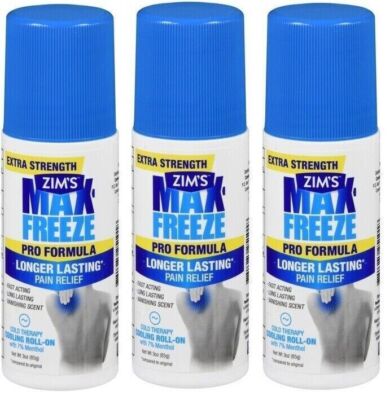Zim's Max-Freeze Pro Formula Roll-On Pain Relief 3 Oz X **3 Packs