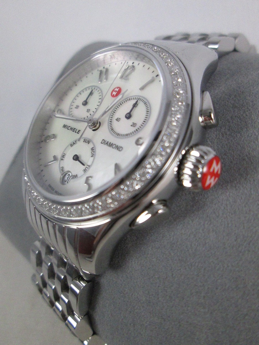 NEW Michele Stainless Steel Diamond JW2 Jetway Ladies Watch
