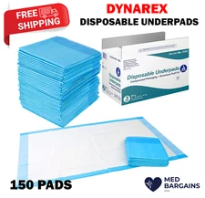 Dynarex Medical-Grade Patient Bed Underpads 23" x 36" Puppy Dog Pads 150CT/CASE