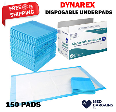 Dynarex Medical-Grade Patient Bed Underpads 23'' x 36'' Puppy Dog Pads 150CT/CASE