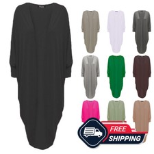 Women's Batwing Kimono Cardigan Ladies Open Shawl Long Waterfall Fits 8-24