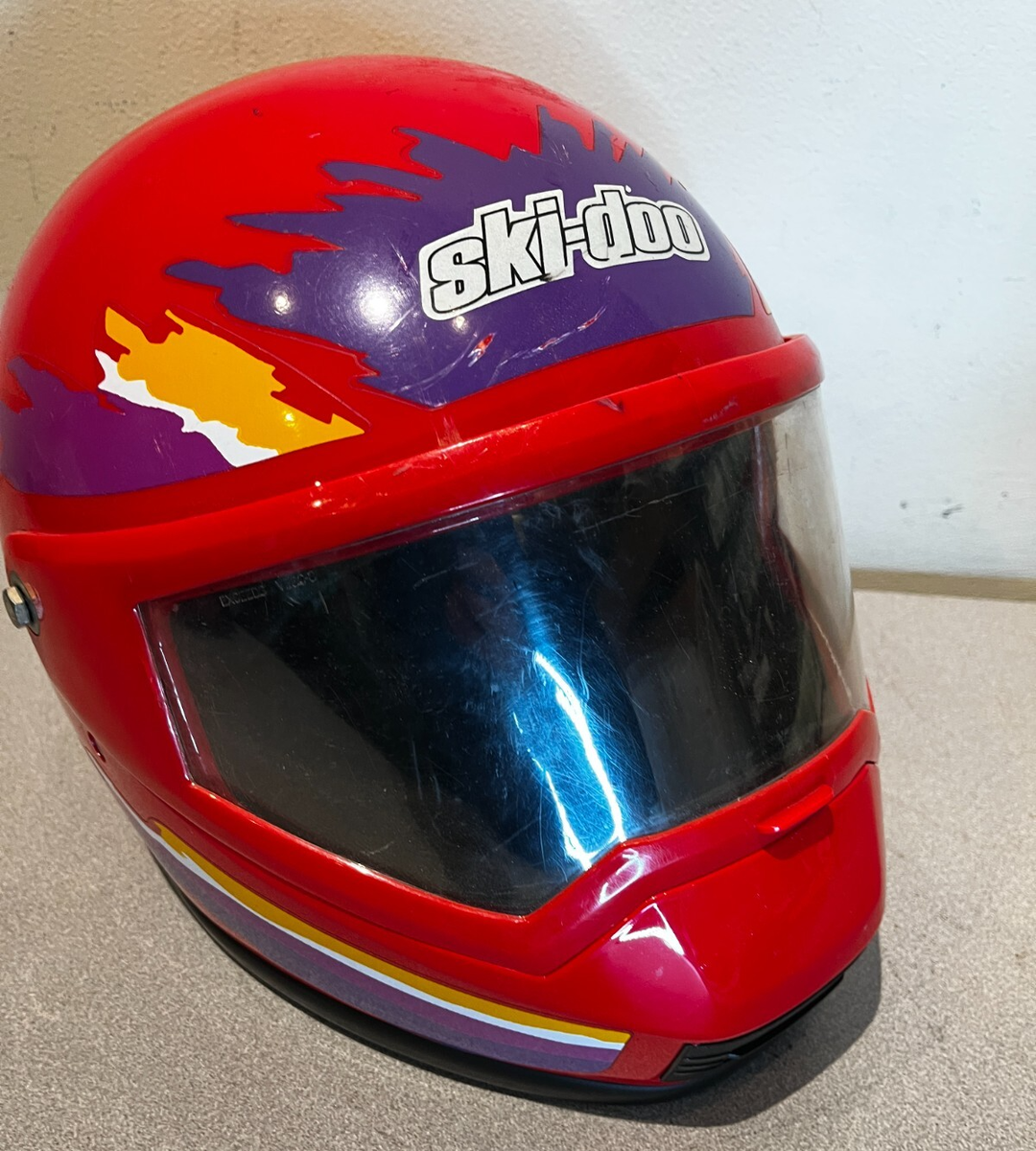 Vintage Lazer Ski-Doo Snowmobile Helmet Red Large 7-1/4 - 7-3/8 M90 1995