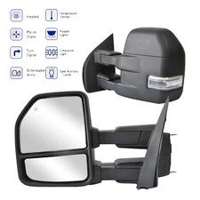 Pair Tow Mirrors Power Heated Temp Sensor For 2015-2018 Ford F-150 Pickup Truck
