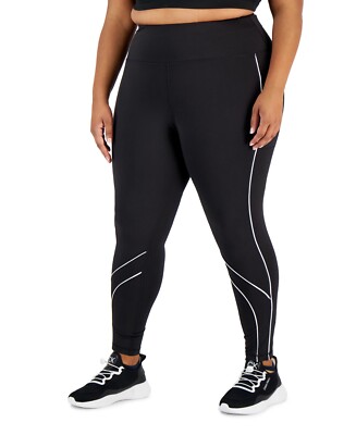 MSRP $35 Ideology Plus Size Colorblocked Compression 7/8 Leggings Black Size 2X