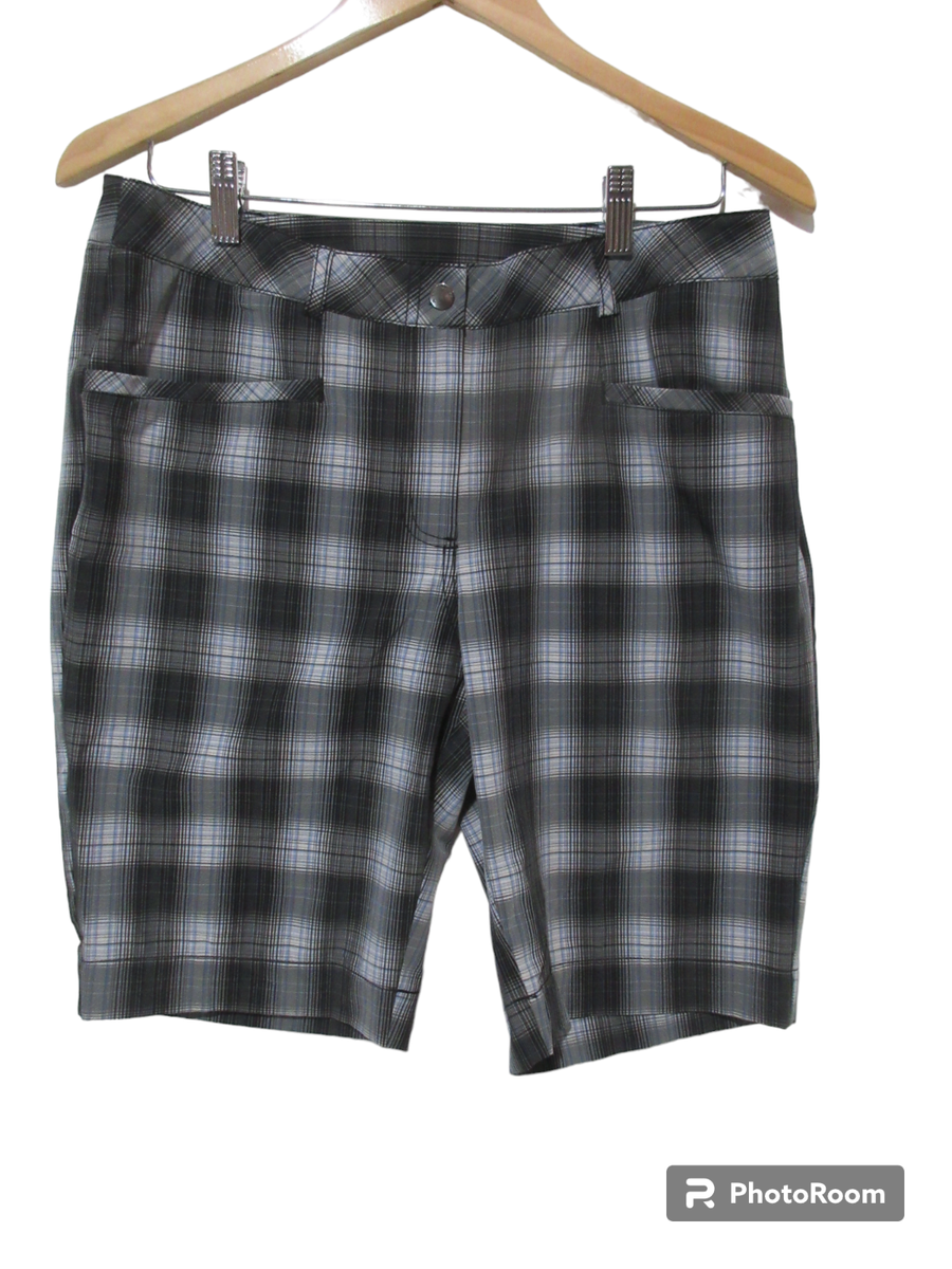 Sz Annika Cutter Buck Women's Plaid Grey Golf Shorts Poly
