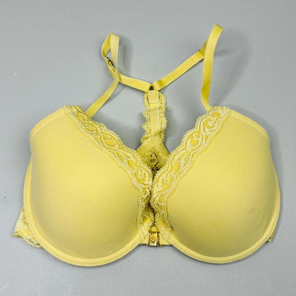 Sujetador Natori Cierre Frontal 32D Con Aros Amarillo Acolchado Copa Correa Ajustable Foto 2 de 4