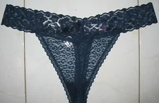 NO BOUNDARIES - NEW - NAVY -  XXXL / 10  - SHEER LACE - STRETCH THONG PANTY 