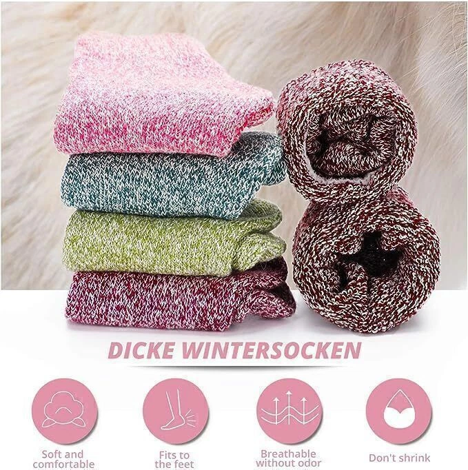 5 Pairs Womens Thick Socks Wool Thermal Warm Knitting Nordic Ladies Socks Winter - Image 4 of 4