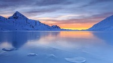 Landscape nature power lines snow mountains frozen lake Custom Gaming Mat Desk