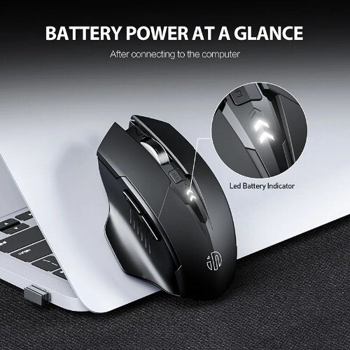 2.4G Wireless Mouse 500mAh Ergonomic Rechargeable Power Display Silent Laptop - Picture 14 of 23