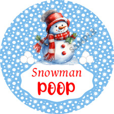 30 Christmas snowman poop gift envelope seals, stickers labels, tags, round