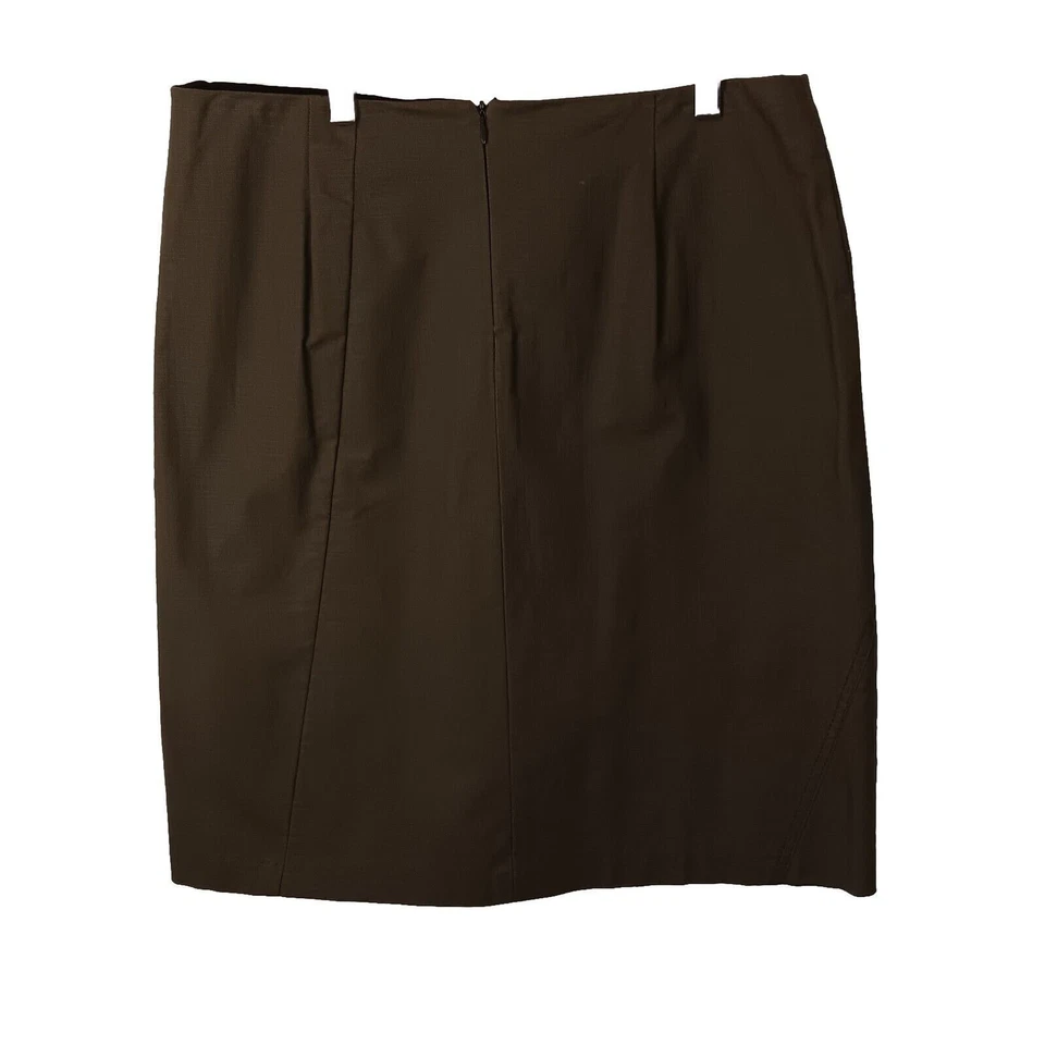 Poleci Olive Green A-Line Skirt w Inverted Bottom Side Zip Detail, NWT, 12 - Image 3 of 4