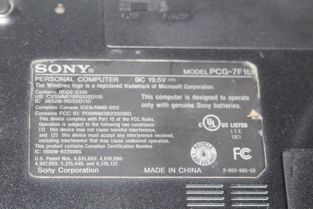 Vintage Sony Vaio VGN-FJ170P Windows XP Era 1.73ghz, 100GB 512mb