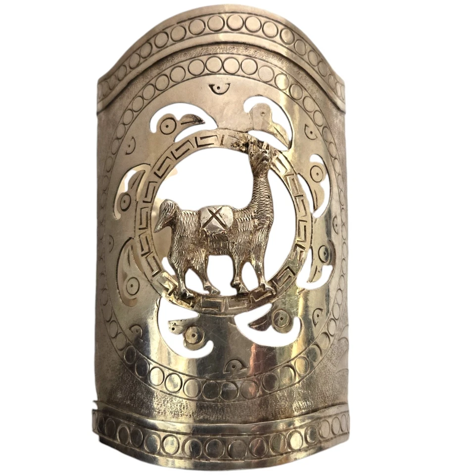 ¡100 gramos! Fabulosa pulsera de plata de ley con motivo inca de los años 50 Foto 4 de 4