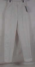 Crest Scrub Twill Pants Flat Front Zipper 7027 Size 4P White 198F