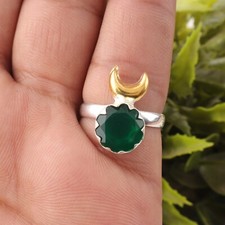 Green Onyx Gemstone 925 Sterling Silver Ring Handmade Jewelry Ring For Gift