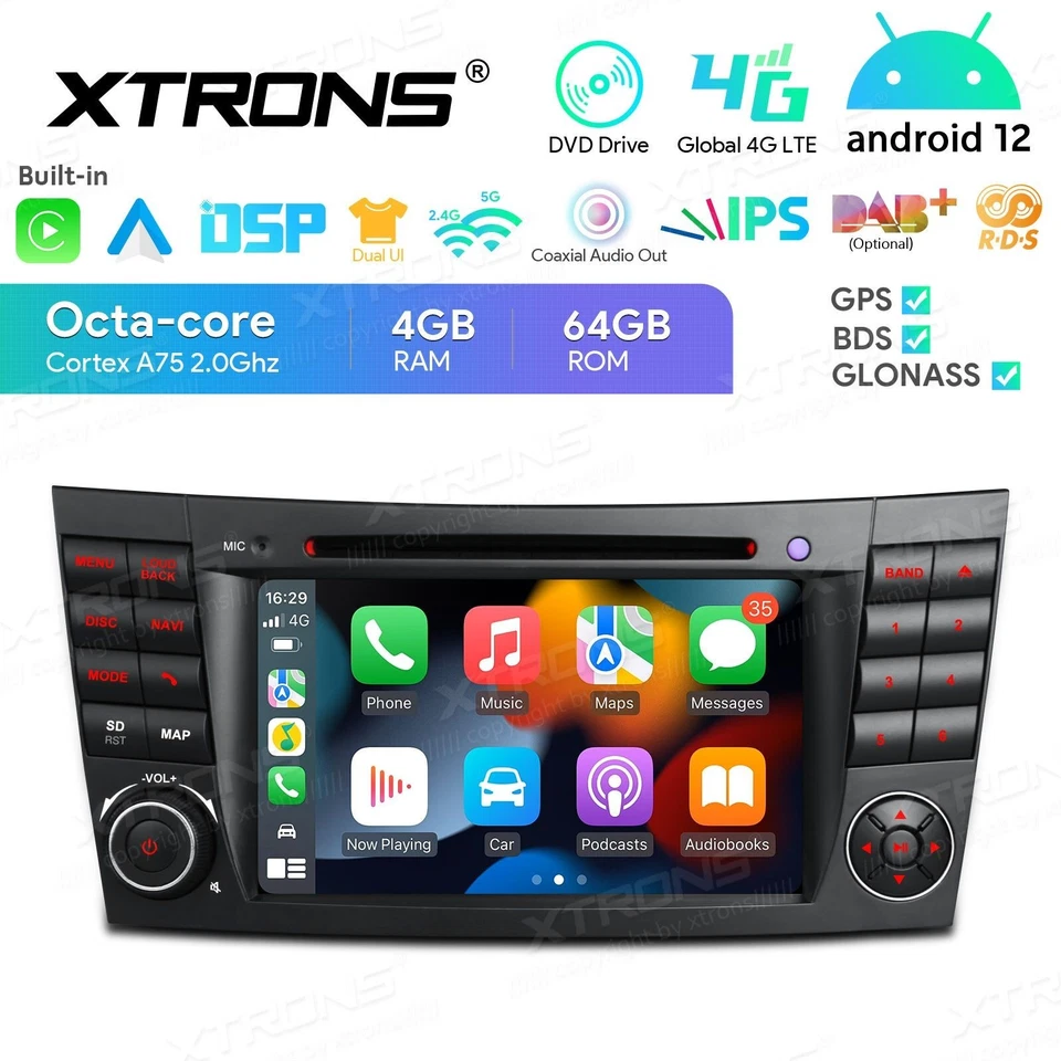 AUTORADIO ANDROID 12 4/64GB STEREO AUTO 7" MERCEDES CLASSE E CLS G W211 W219  XT - Immagine 4 di 4