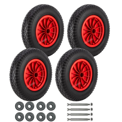 1-4er Pack 16" Flat Free Schubkarrenräder Reifen 4.80/4.00-8 Vollgummireifen mit Achse - Bild 20 von 20
