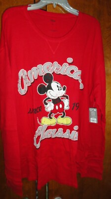 2XL Men's Classic Red Mickey Mouse Thermal Shirt NWT Disney