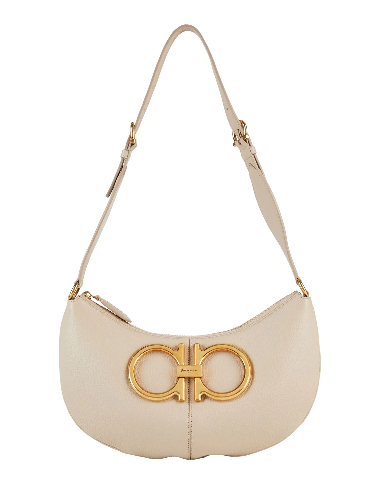 Ferragamo - Women - Pebbled-leather Hobo bag - Beige 399090₽