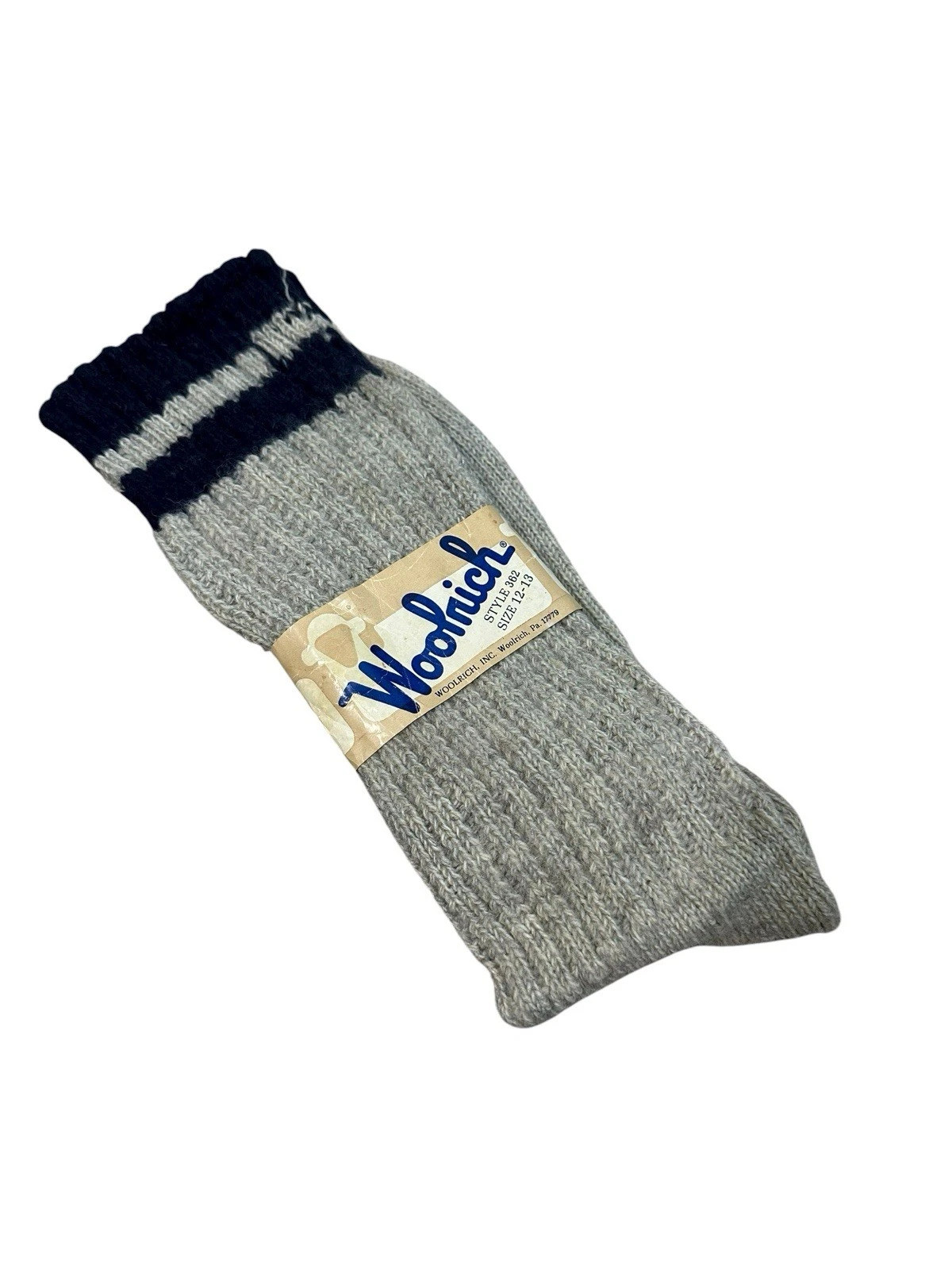 Vintage Woolrich Socks Wool Knit 70s NOS Size 12-13