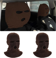 2 PCS Car Headrest Cover, Personalized Funny 3 Hole Auto Seat Full Face Mask Hea