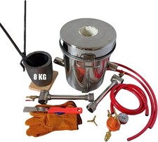 LSMIITTH 8 KG Propane Metal Melting Furnace Propane Forge Dual Burner Refiner