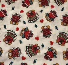 Unbranded Christmas Country Angels Hearts Birds 54” W x BTY