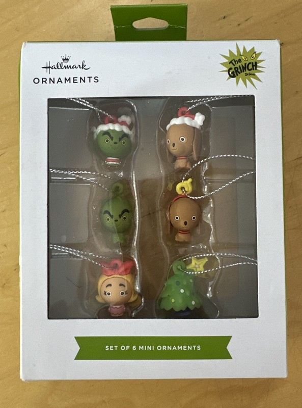 Hallmark Ornament Set of 6 Mini Figs Dr. Seuss the Grinch Max Cindy Lou Who New