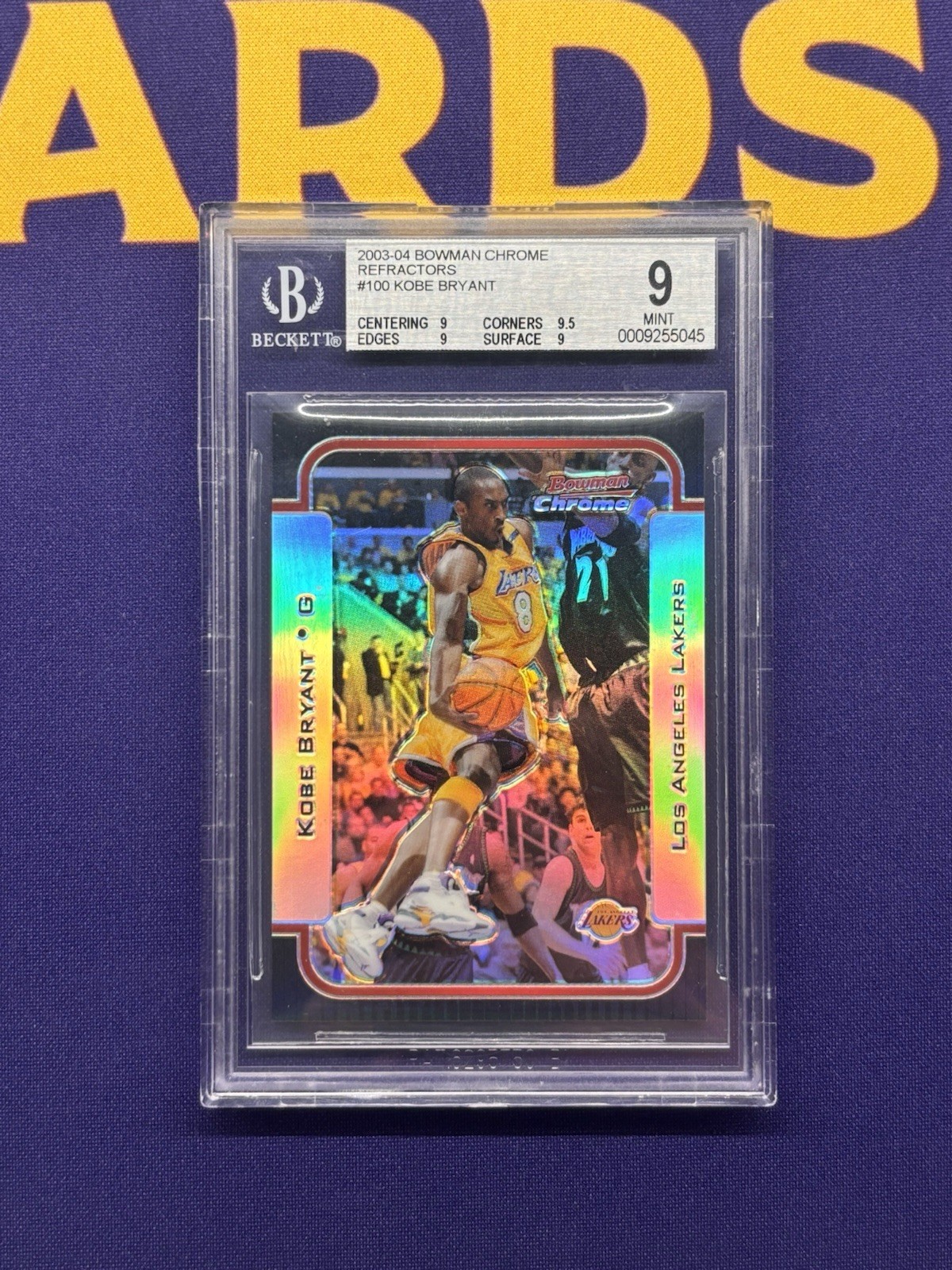 2003-04 Bowman Chrome - KOBE BRYANT #100 Chrome Refractor /300 BGS 9 MINT Lakers