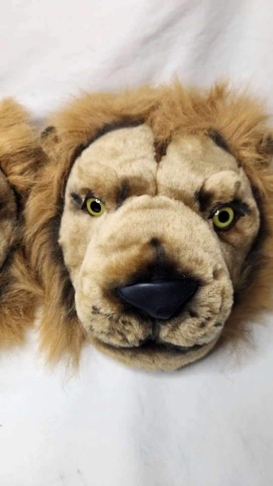 Balanceman Brown Plush Lion Head Slippers Size Small 7/8 - Image 3 of 4