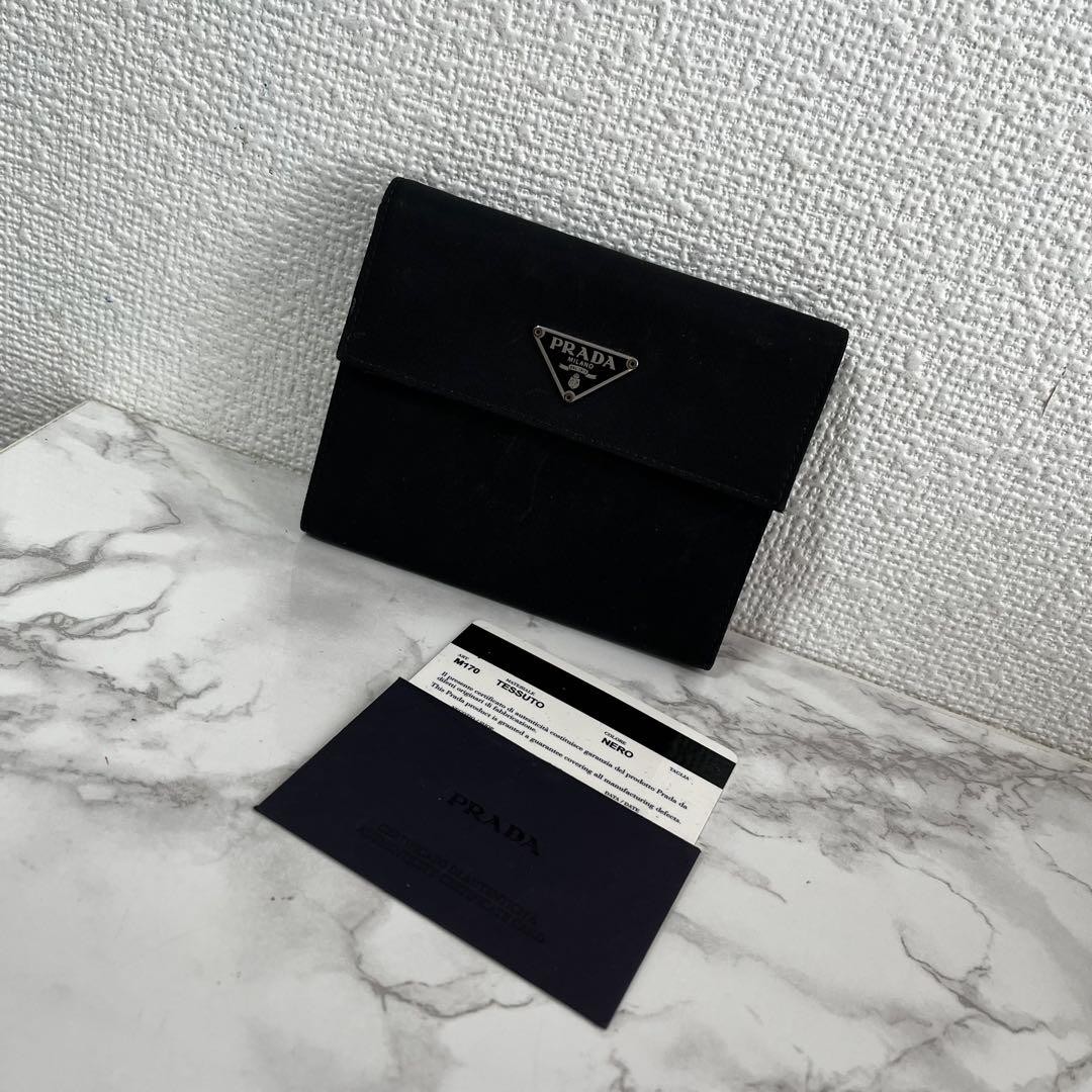 Prada Tessuto Saffiano Leather Mini Tri-Fold Wallet in Excellent Condition