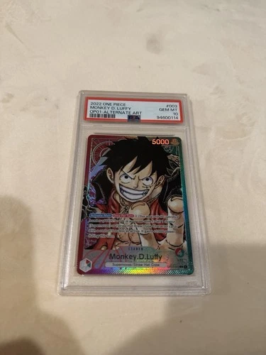 One Piece OP01-003 Monkey D Luffy Pre-Errata Alternate Art Leader PSA 10