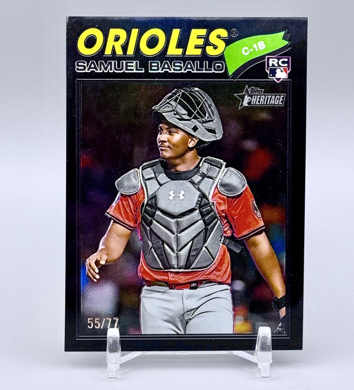 2026 Topps Heritage Chrome Black Border #175 Samuel Basallo (RC) /77
