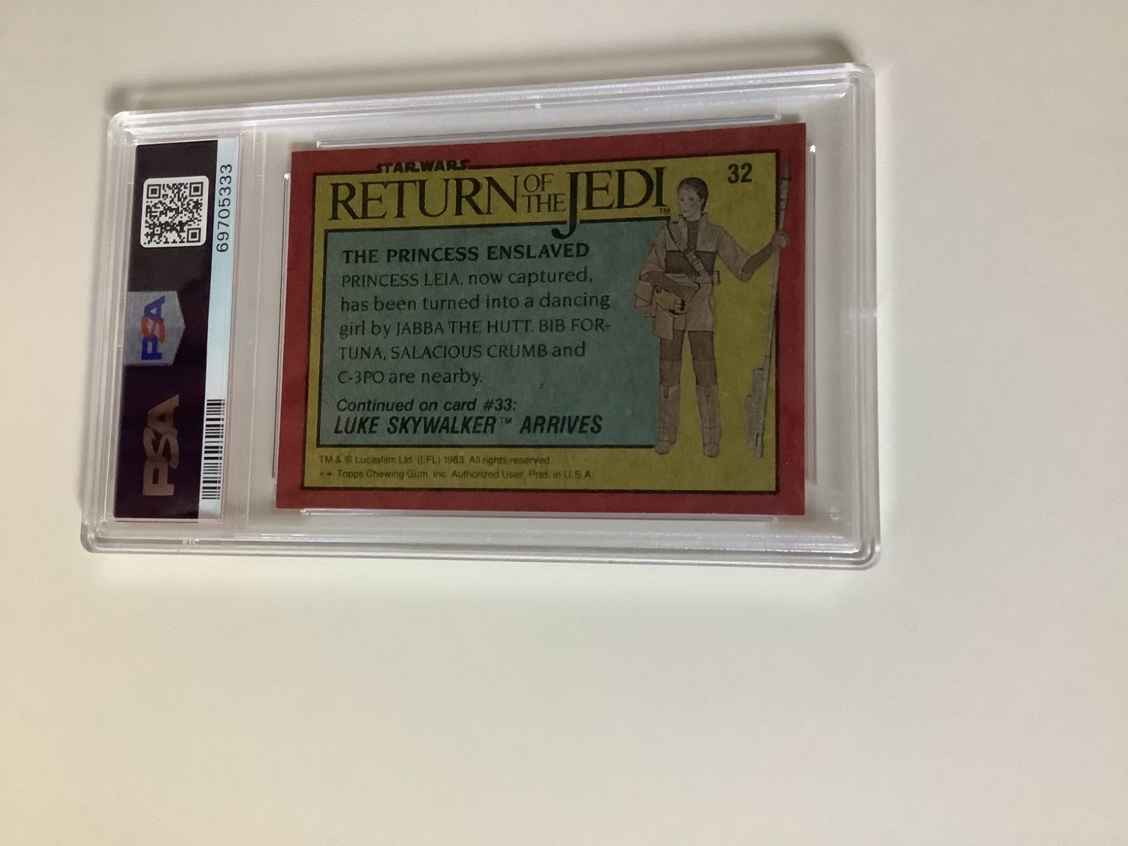 1983 TOPPS STAR WARS PRINCESS LEIA GOLD BIKINI, JABBA HUTT ICONIC CARD 32 PSA 8 view 4